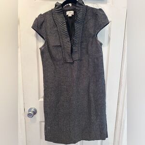 LOFT Heather Gray Ruffle Midi Dress